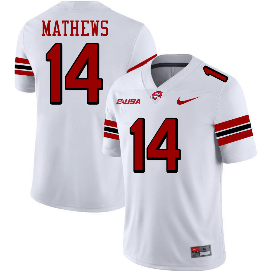 Devonte Mathews WKU Jersey,Western Kentucky Hilltoppers #14 Devonte Mathews Jersey Youth-White